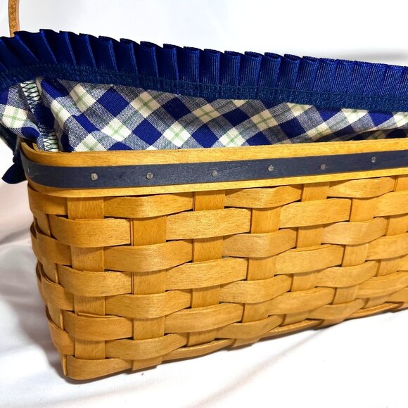Longaberger 2003- Blue Ribbon Collection Canning Basket-Blue/White/Plastic-Plaid - Picture 4 of 16